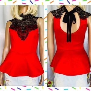 Crochet lace peplum top